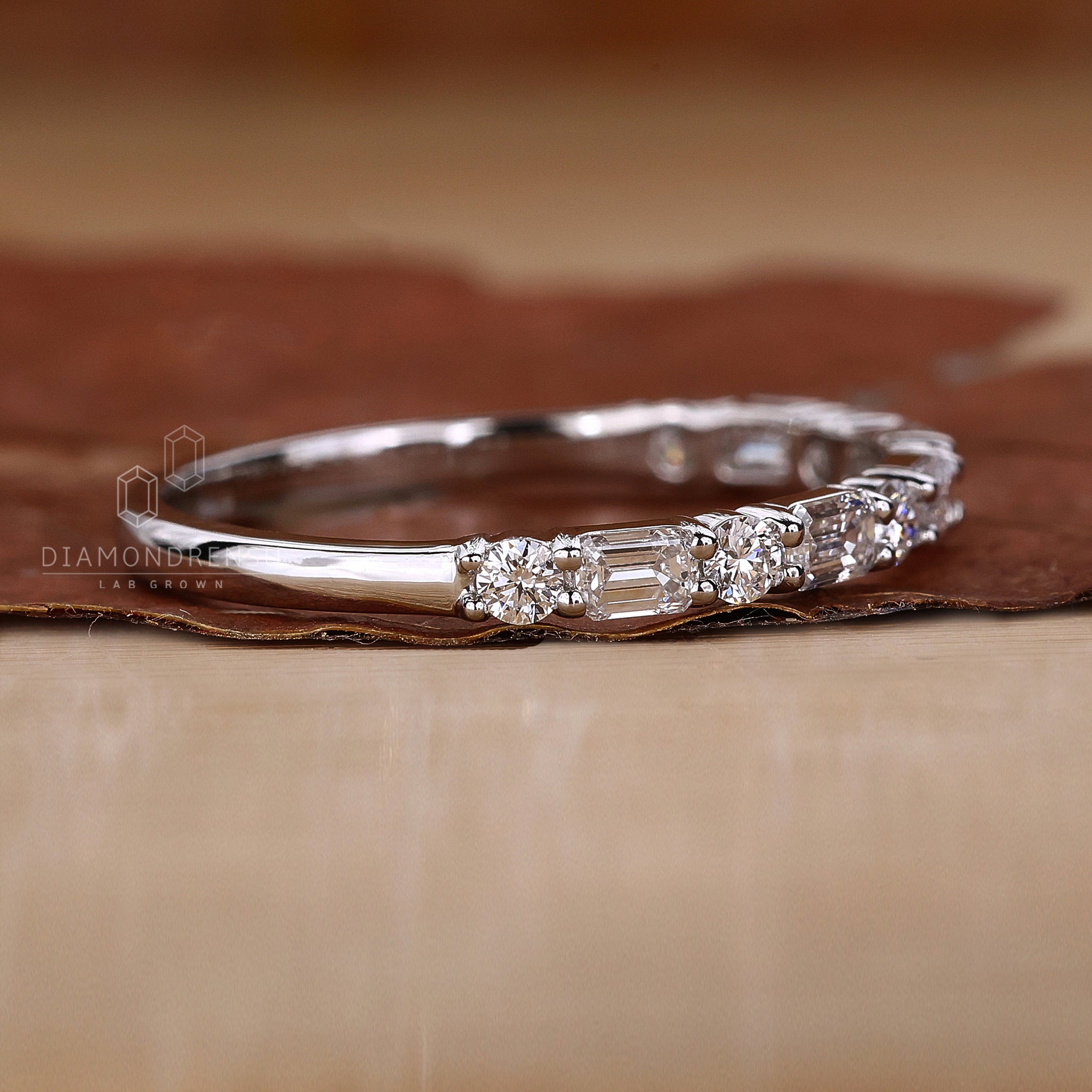 White gold handmade diamond wedding band.
