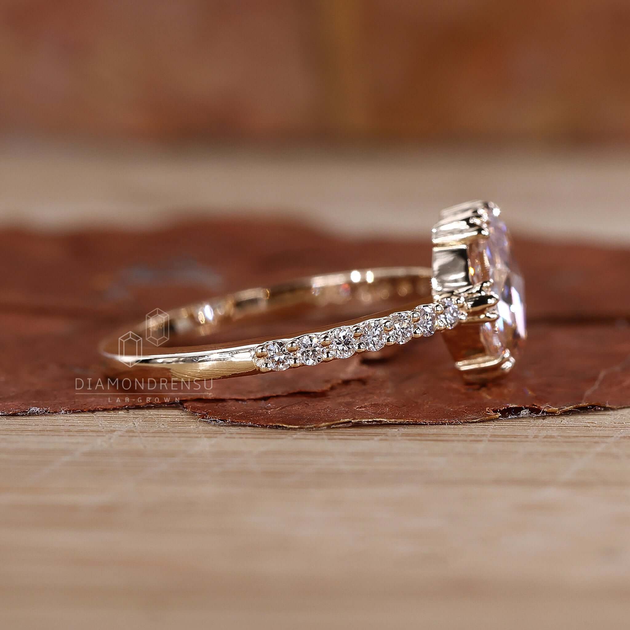 Pave Diamond Ring with sparkling diamonds set along the band.