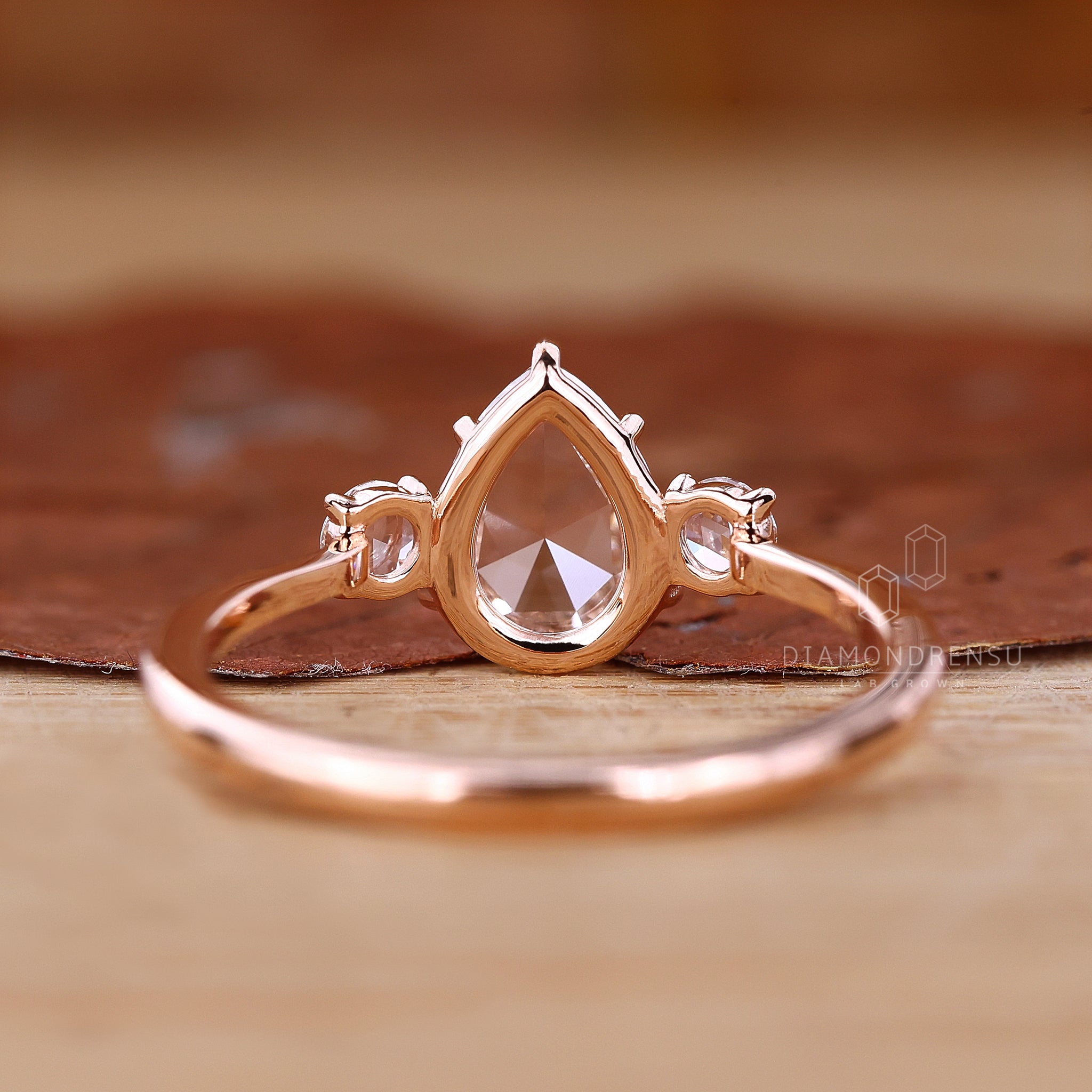 Rose gold ring with round rose cut ring detail
