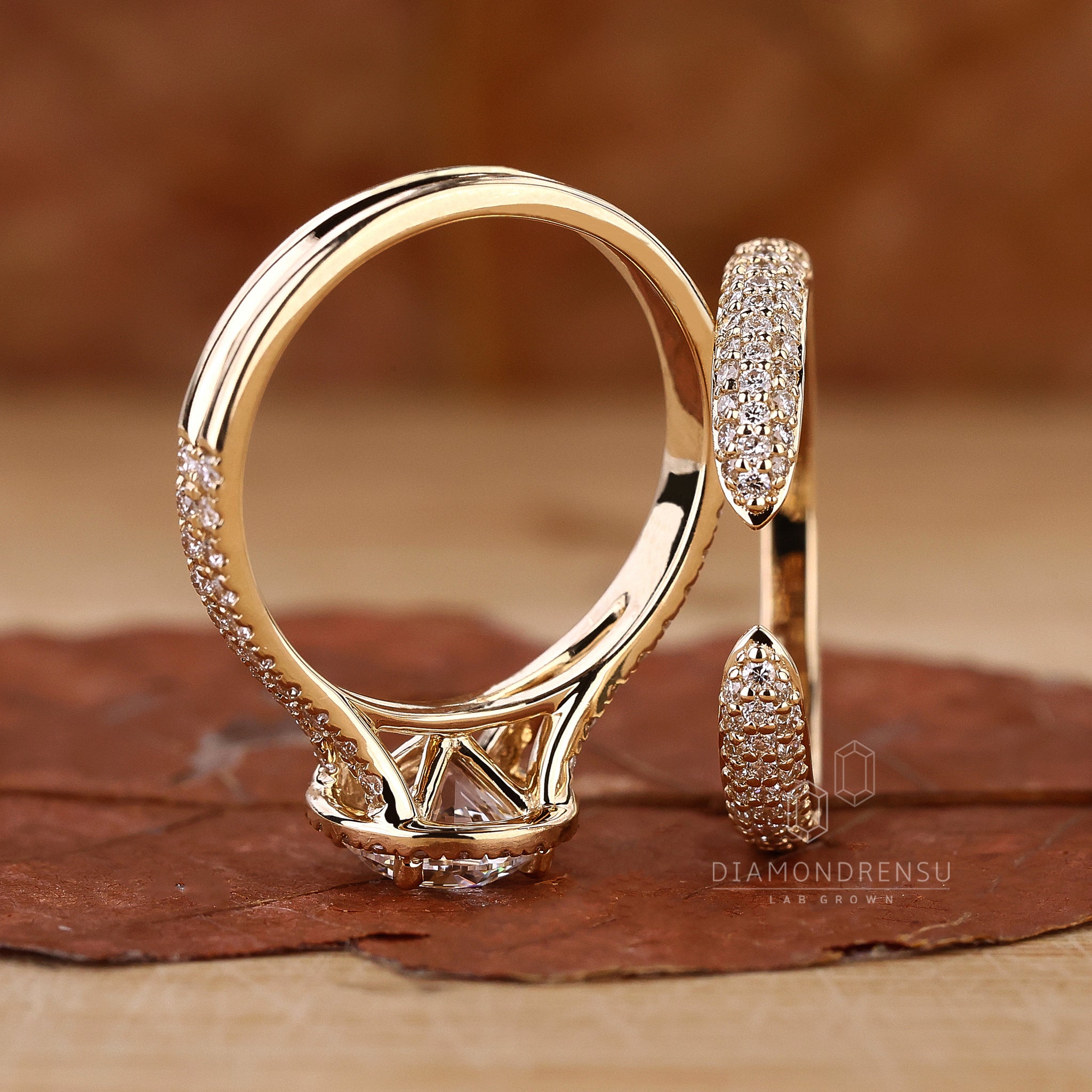 Three row pave diamond wedding band.
