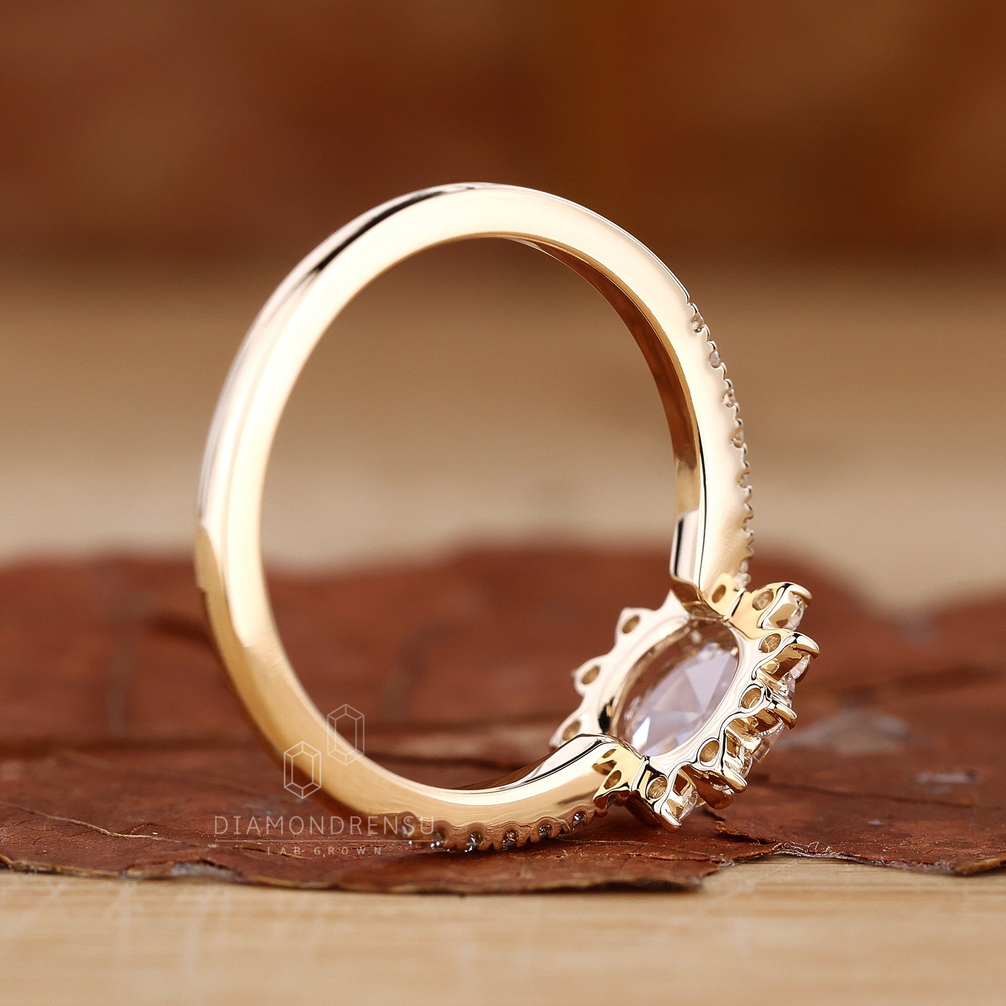 Round rose cut diamond ring with a vintage-inspired design.