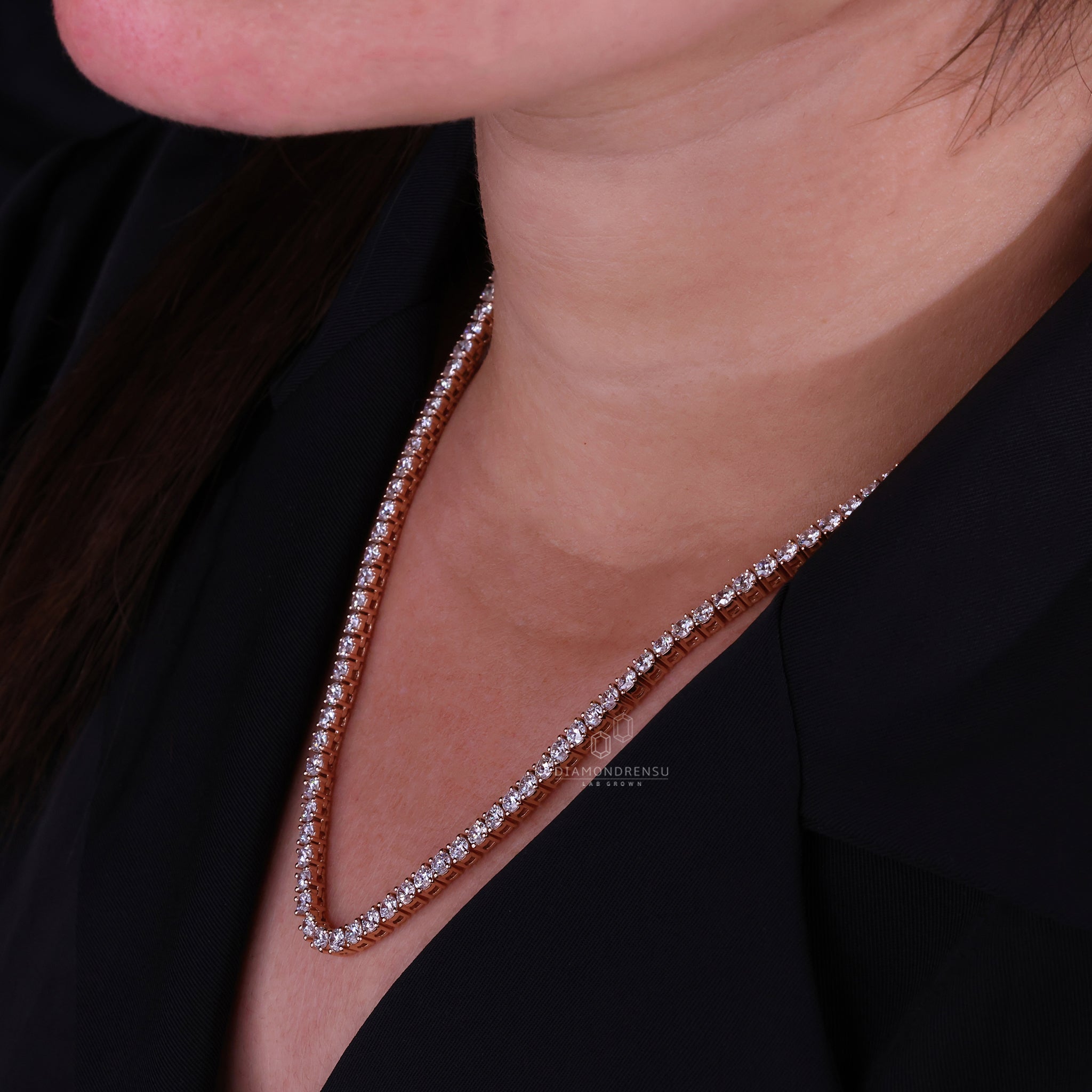 Unique diamond necklace in tennis style using Lab Grown Diamonds.
