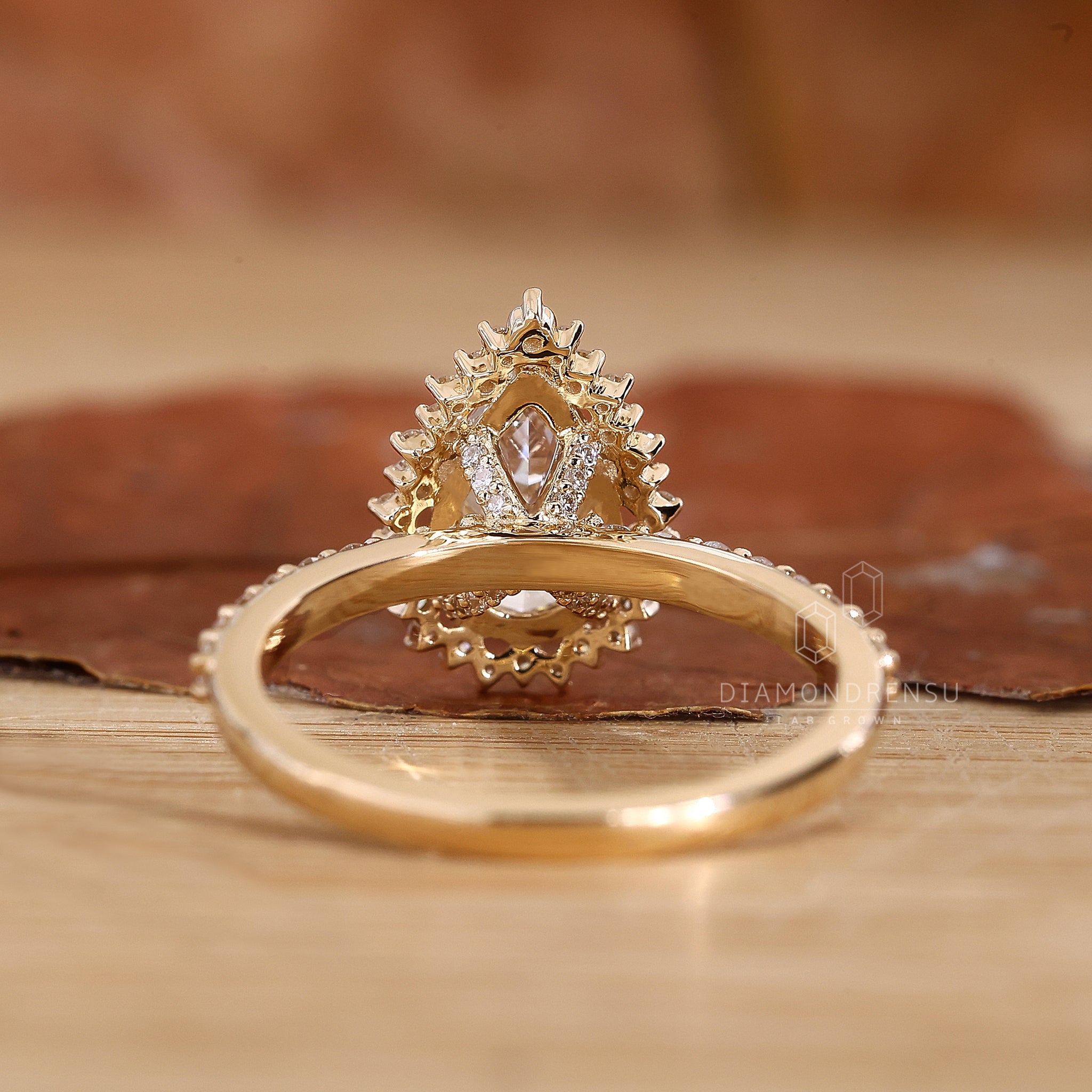 Lab grown diamond set in a handmade ring with 6 prong support.
