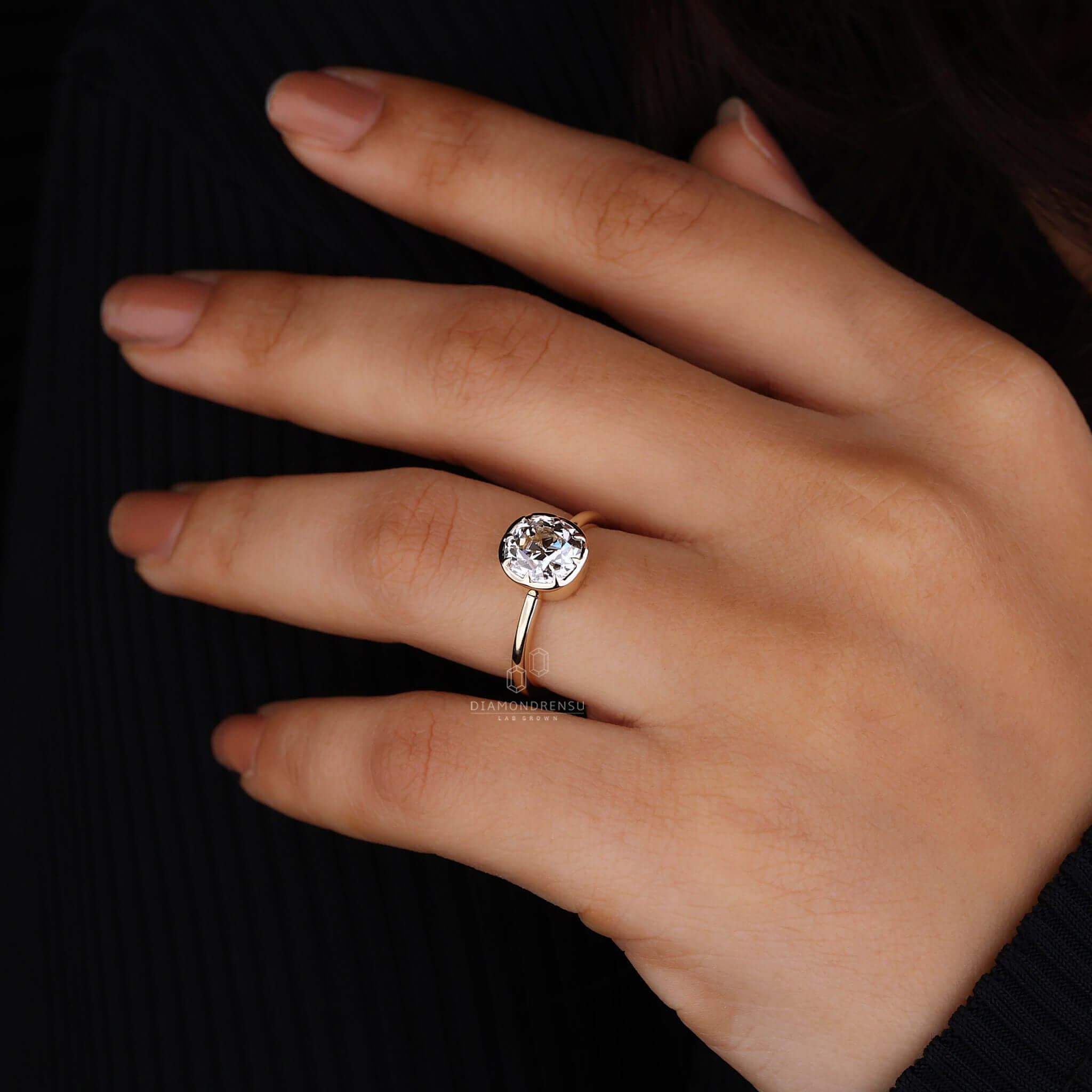 lab created diamond engagement ring