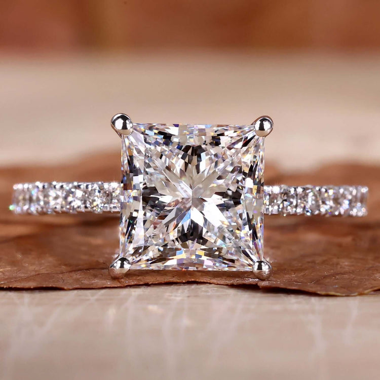 Lab grown diamond princess solitaire ring with timeless elegance.