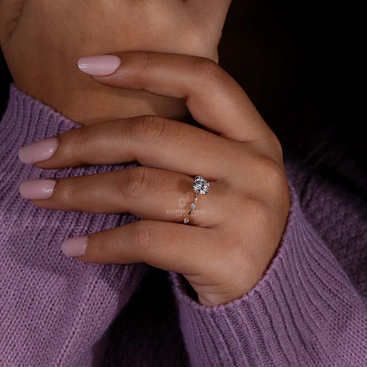 Diamond cut engagement ring with a Distance Pave Setting, perfect as a timeless and elegant diamond ring UK design.