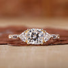 3 stone engagement ring with cushion cut diamond ring.
