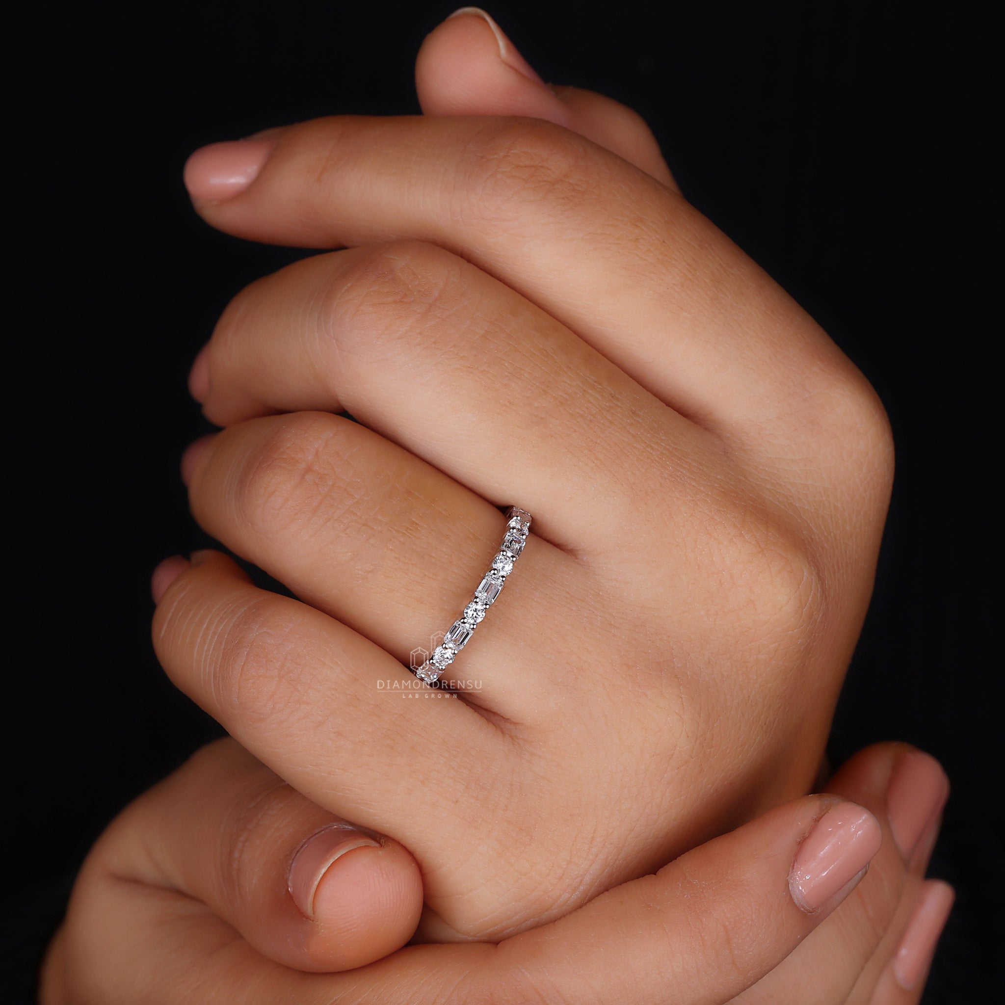Handmade half eternity wedding ring.
