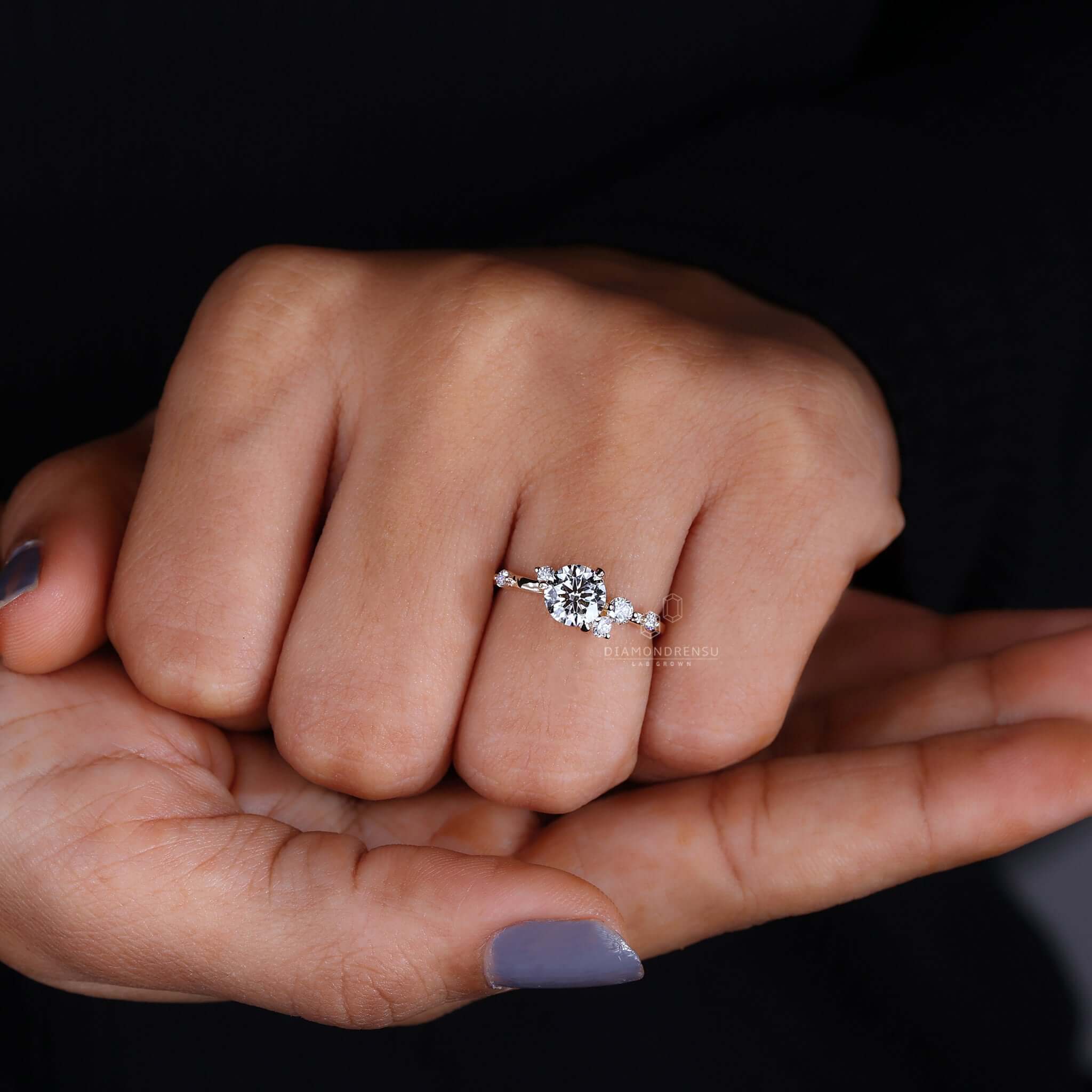 A secure and sophisticated claw prong engagement ring, ensuring a timeless look.