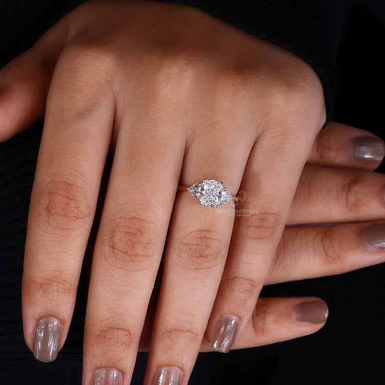 Diamondrensu UK engagement ring styled as cushion diamond ring
