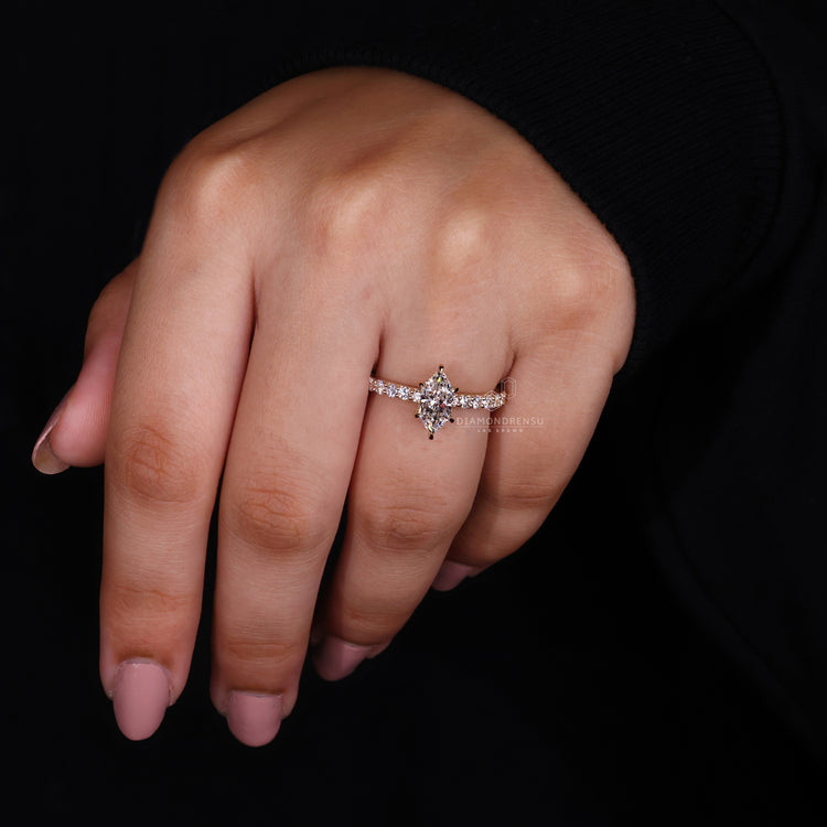 UK engagement ring made in pave and claw prong style.
