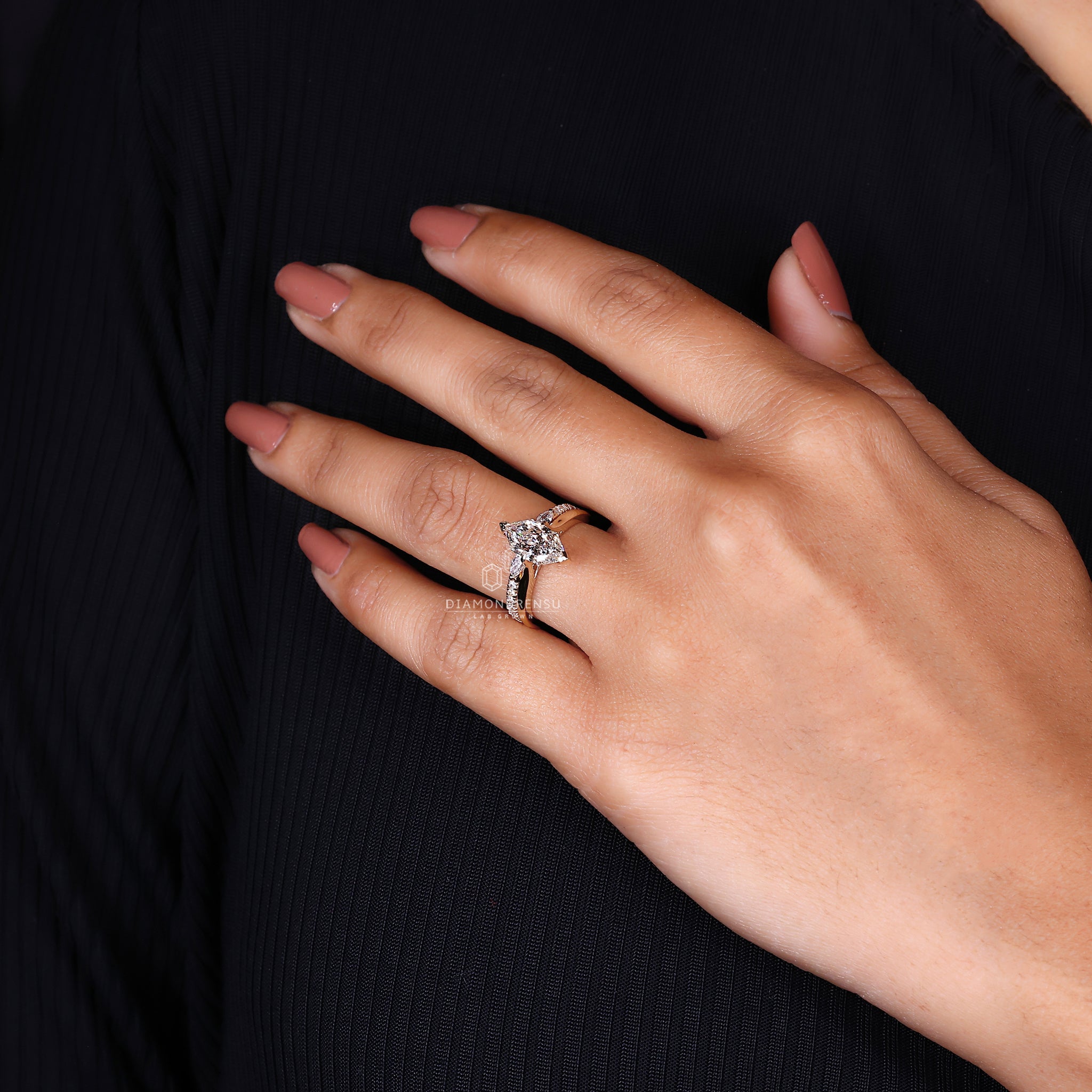 Compass and V prong marquise ring.
