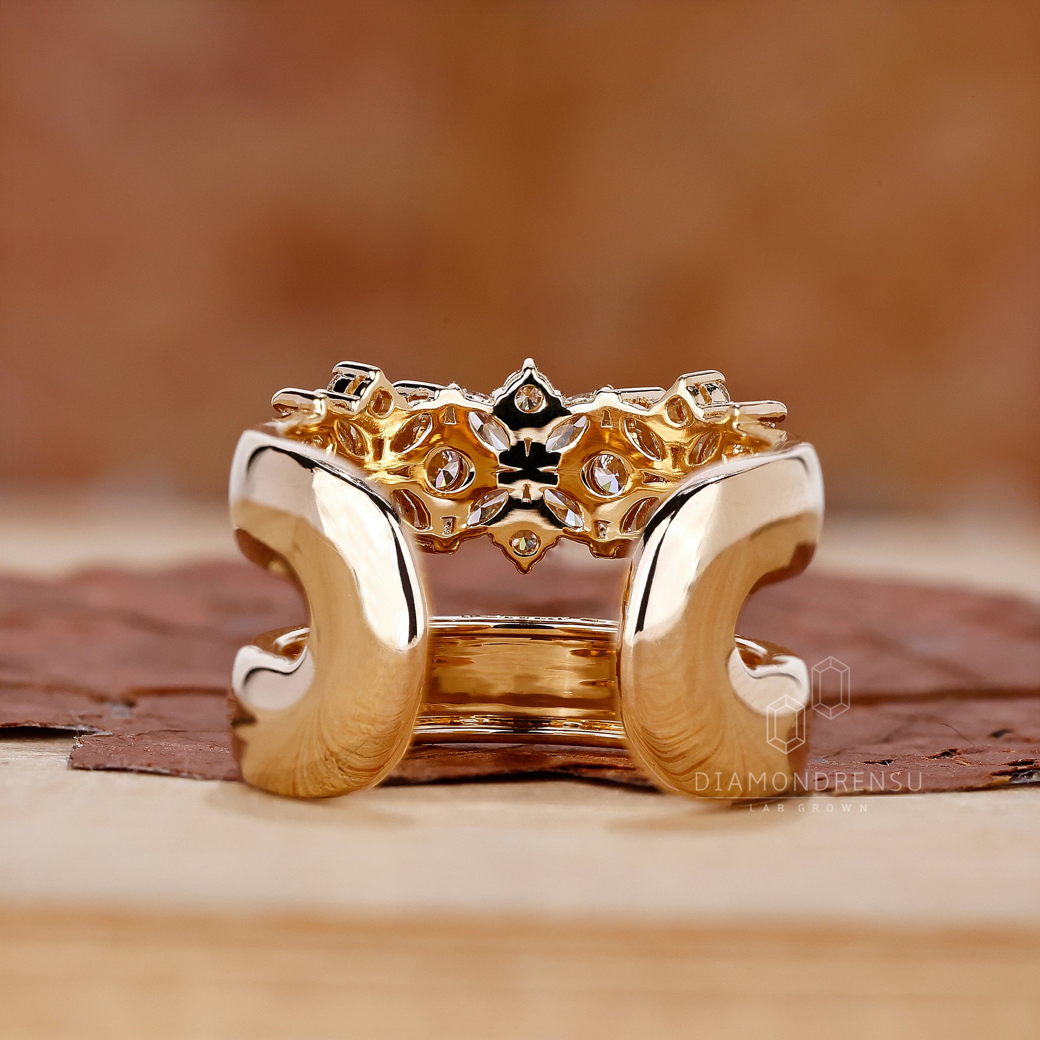 Custom engagement ring designed with floral diamond ring.
