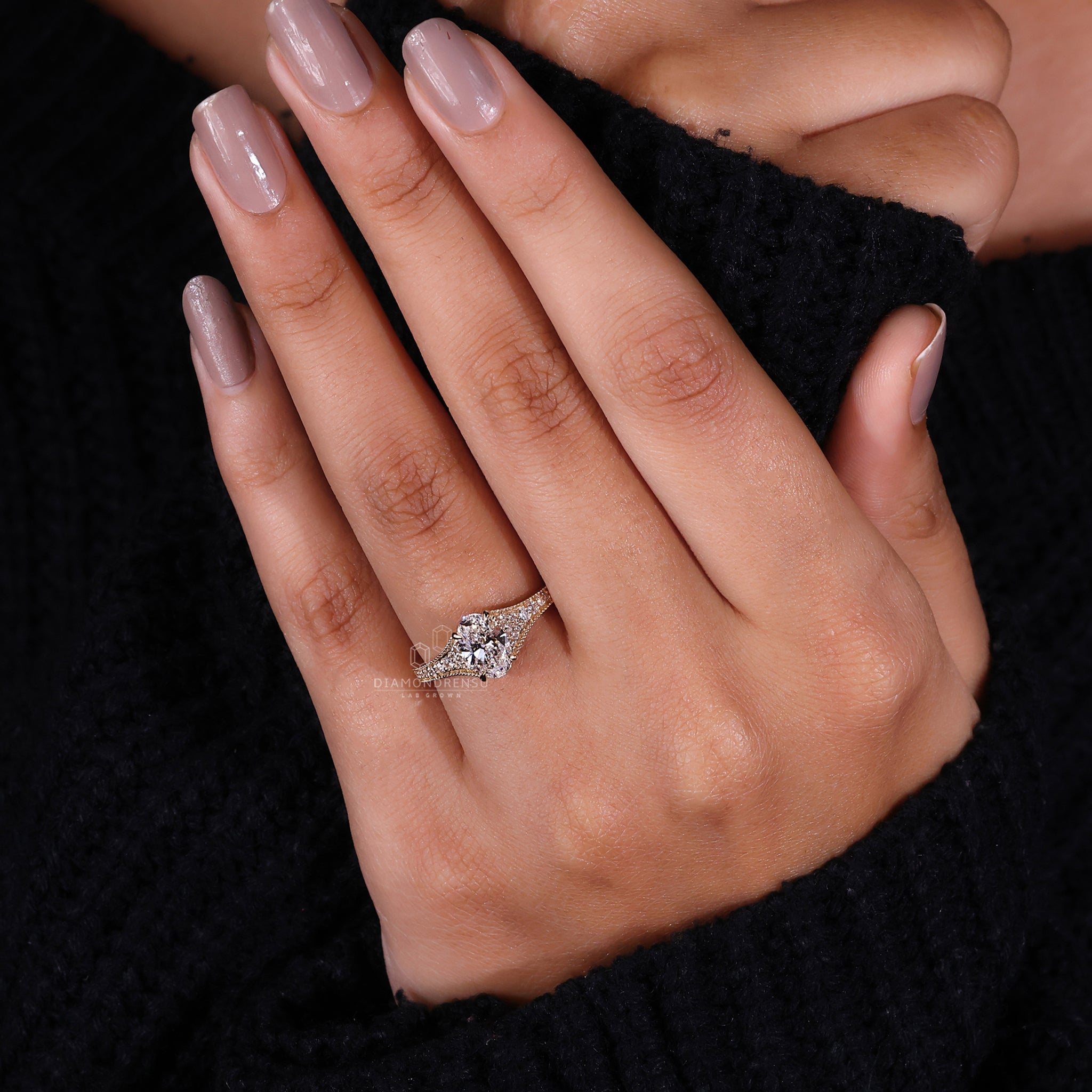 Round Diamond Ring with a handmade ring for a personal touch.