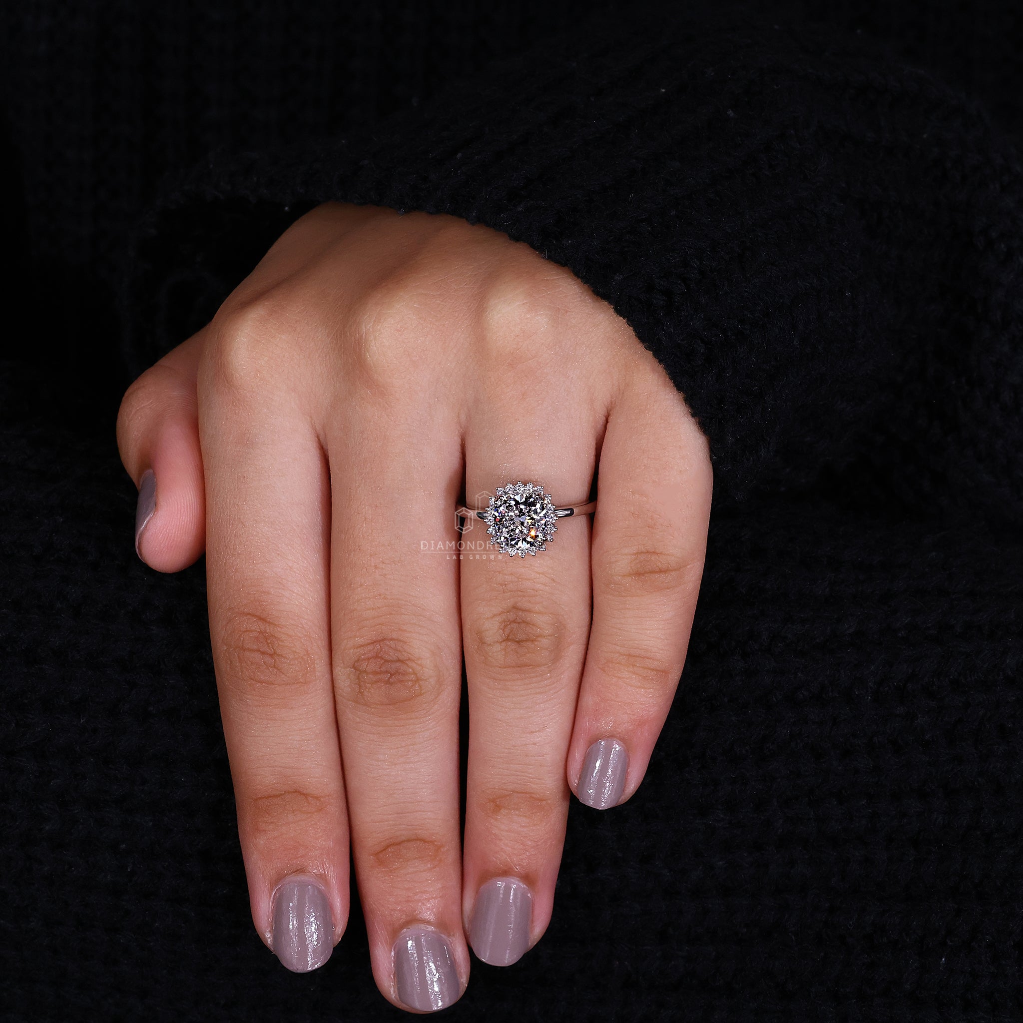Handmade ring featuring round diamond ring
