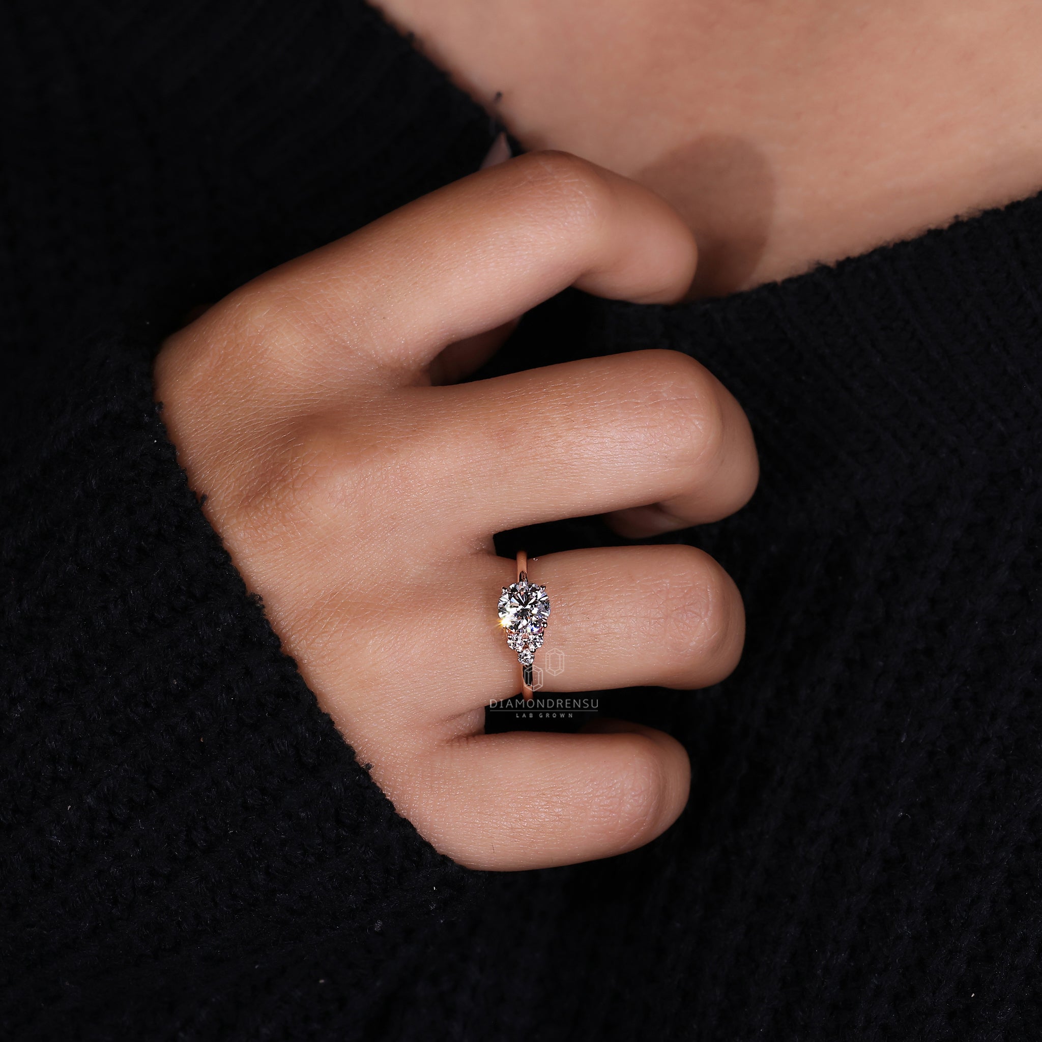 Lab Grown Diamond in a handmade ring style.
