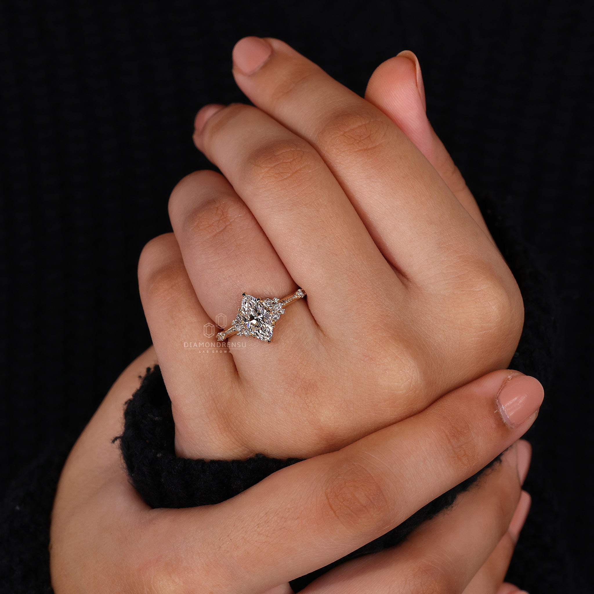 IGI certified marquise diamond engagement ring in London UK.
