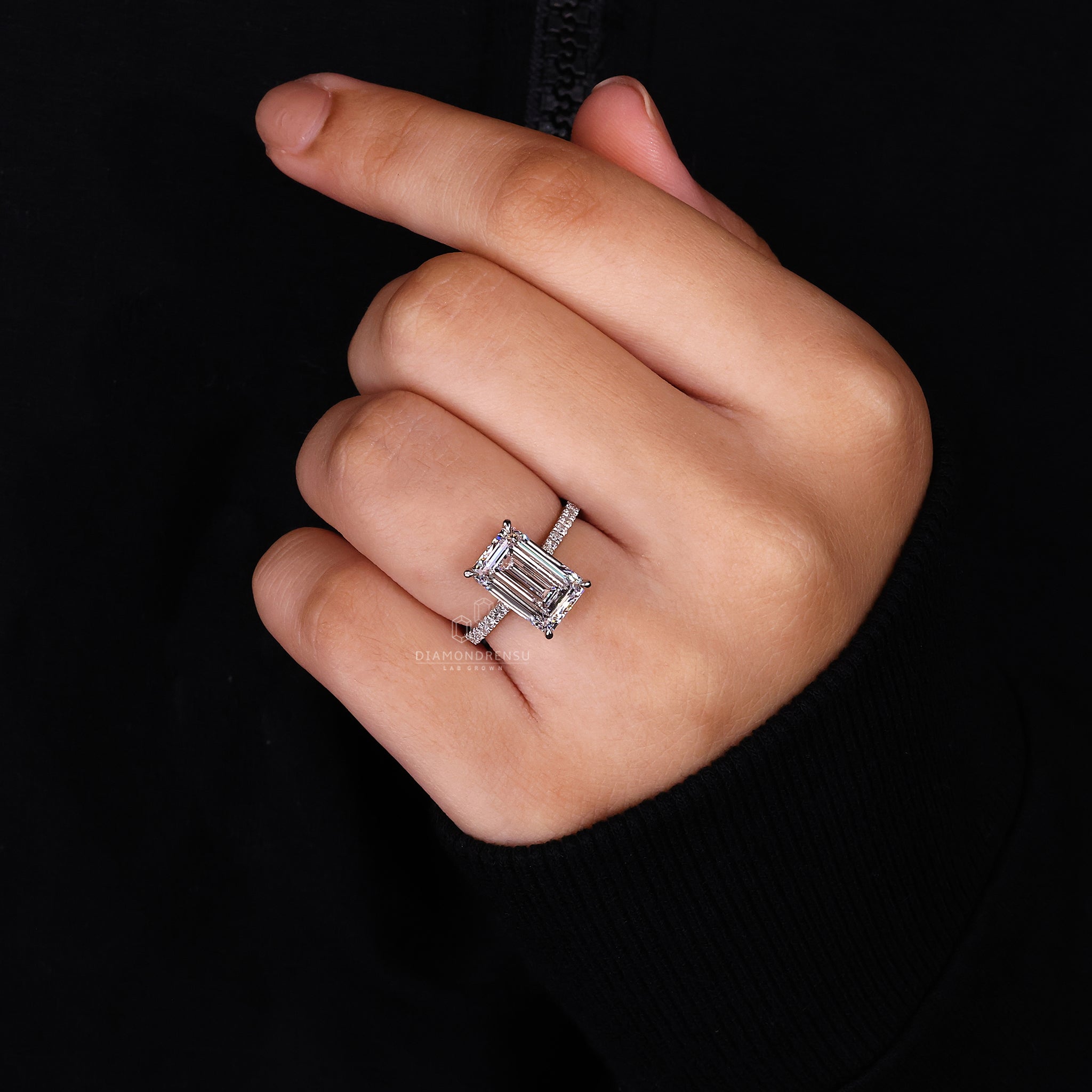 Lab Grown Diamond set in prong setting ring.
