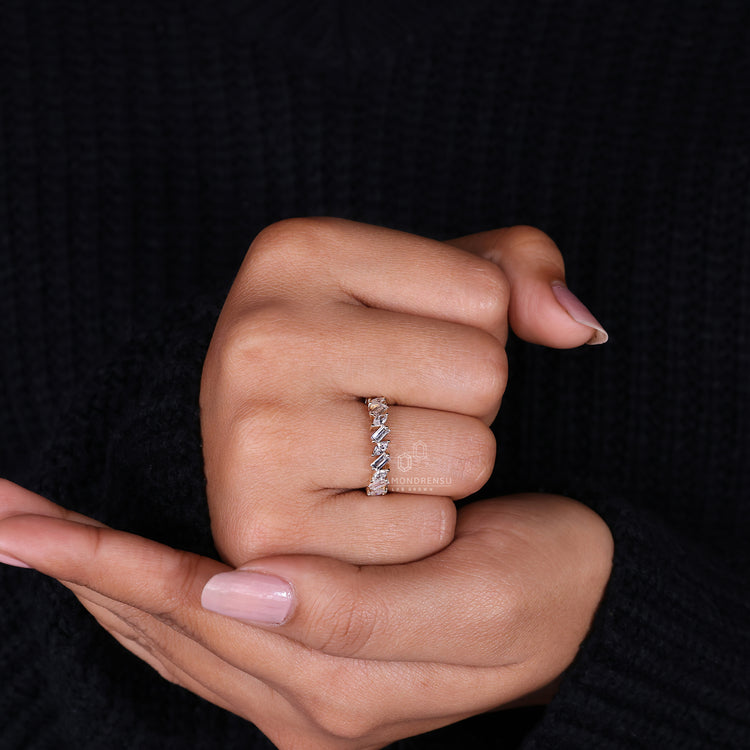 Yellow gold lab diamond wedding band.
