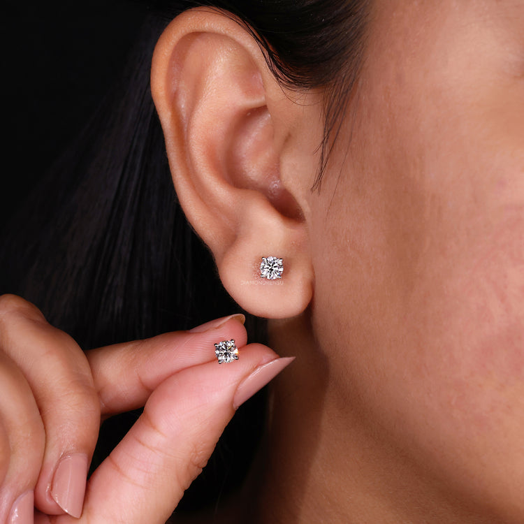 Handmade earrings from Diamondrensu UK with classic diamond studs.