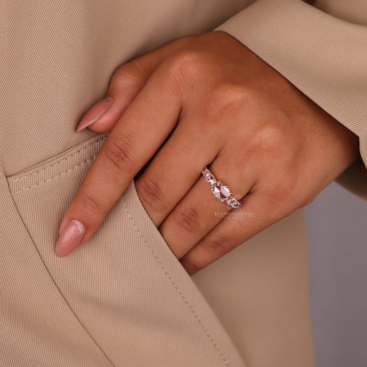 Prong setting with rose cut engagement ring

