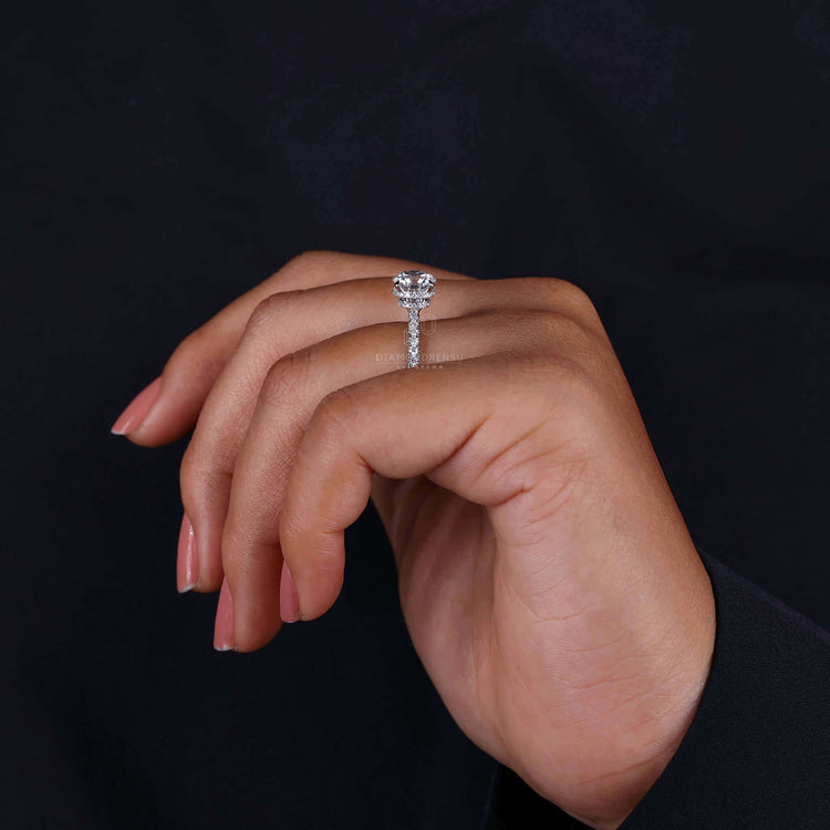 Delicate white gold pave ring, handmade for a timeless jewellery collection.