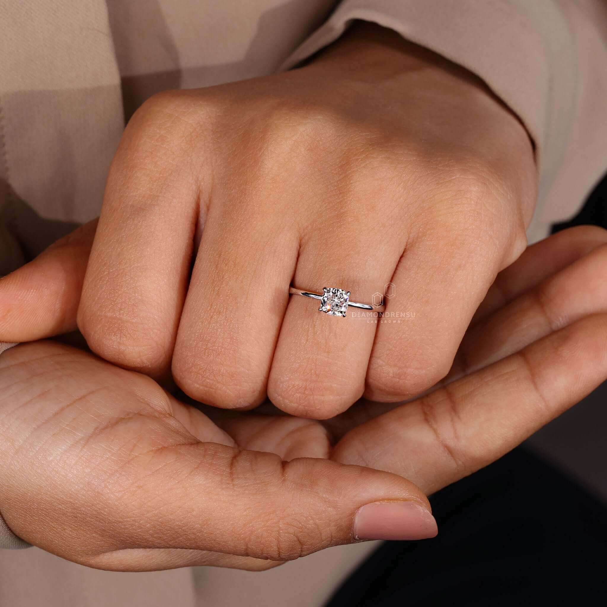 Cushion engagement ring featuring a unique design for modern elegance.