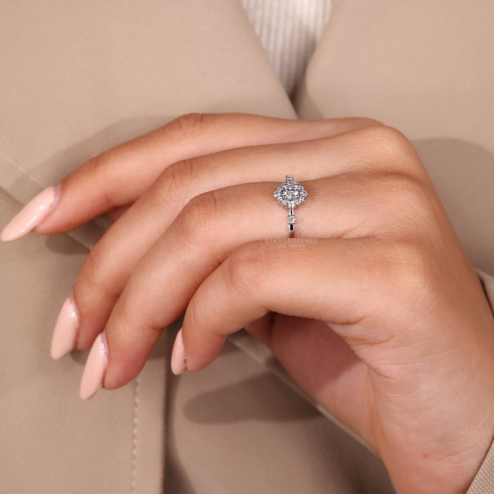 Lab grown diamond with exceptional clarity.
