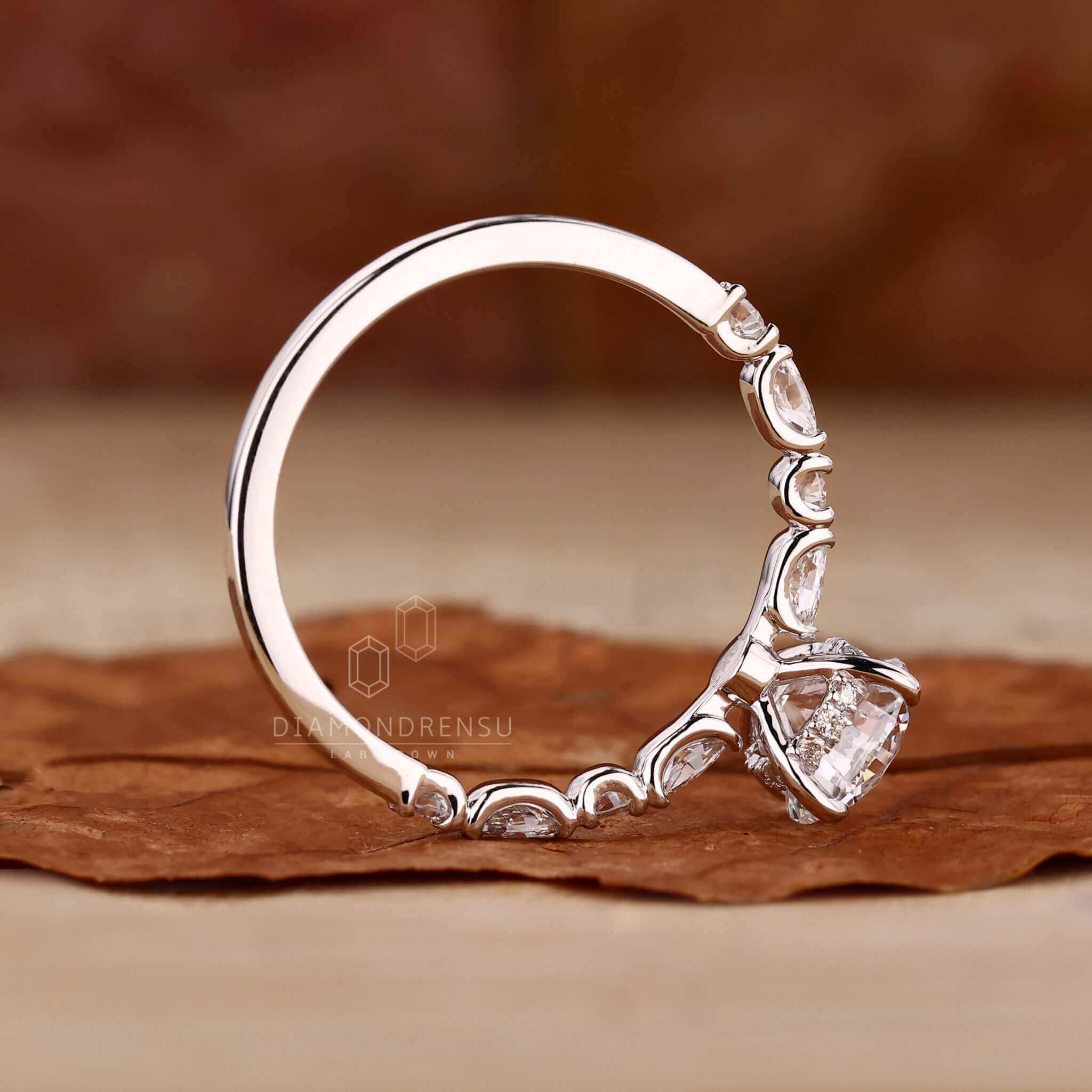 Sparkling marquise diamond ring featuring a stunning silhouette.