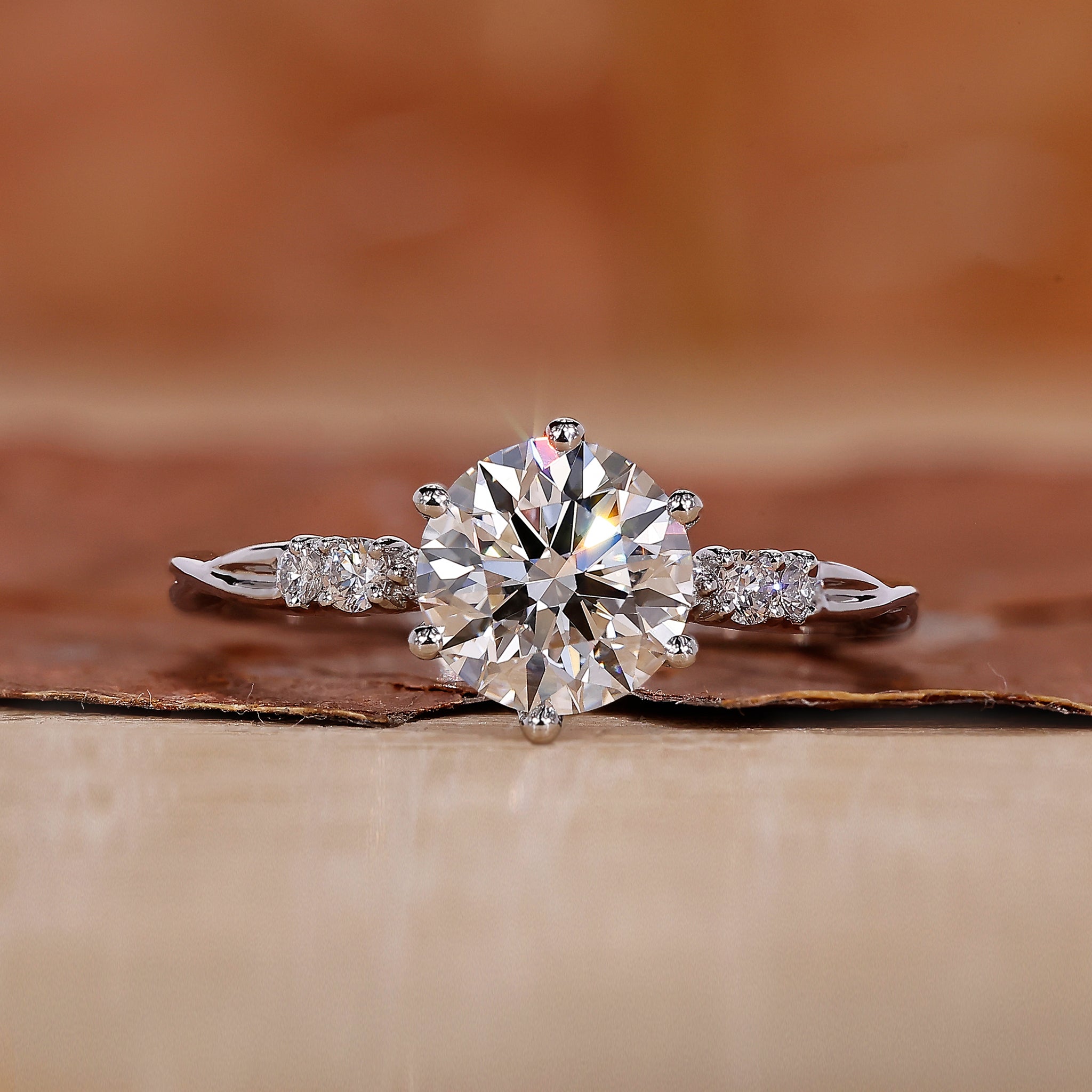 White gold diamond ring with sparkling round cut diamonds.
