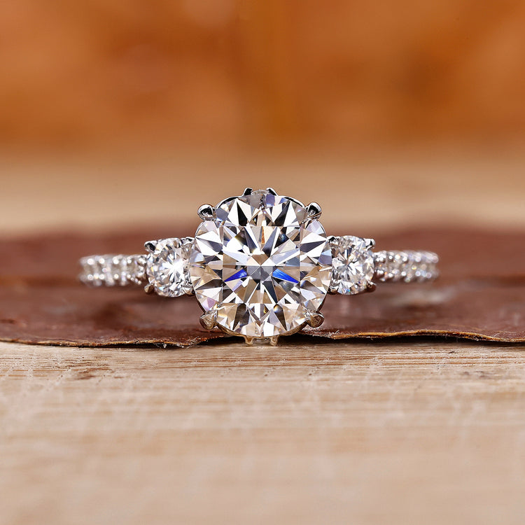 Round Cut Engagement Ring with white gold ring
