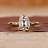 Old Mine Cut Ring with yellow gold ring
