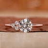Asymmetrical Engagement Ring with round brilliant cut diamond.

