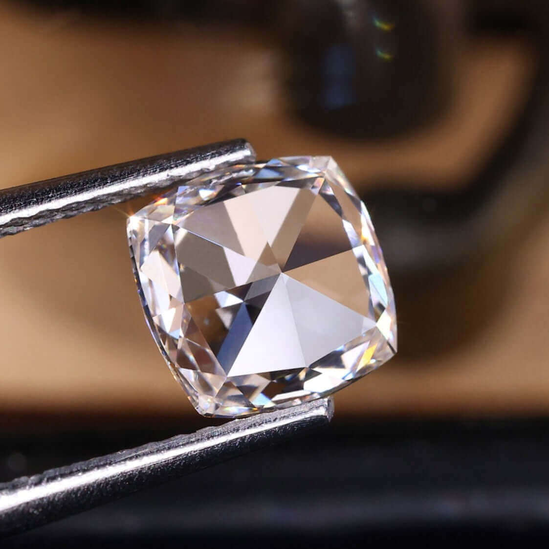 Dimon Add Square Cushion Rose Cut Lab Grown Diamond for Engagement Ring