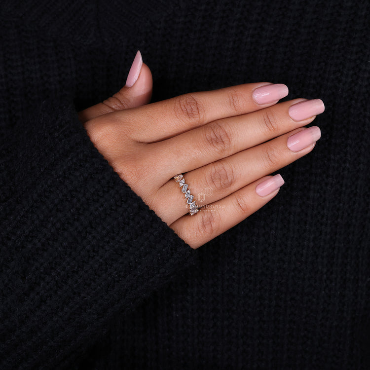 Elegant marquise and baguette diamond band UK.
