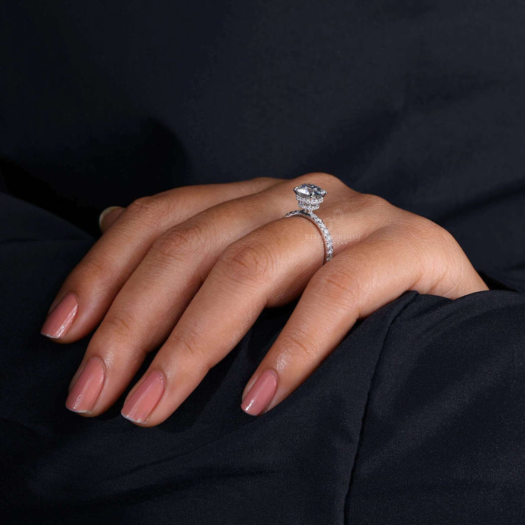 Sophisticated pave engagement ring, perfect for engagements in the UK.