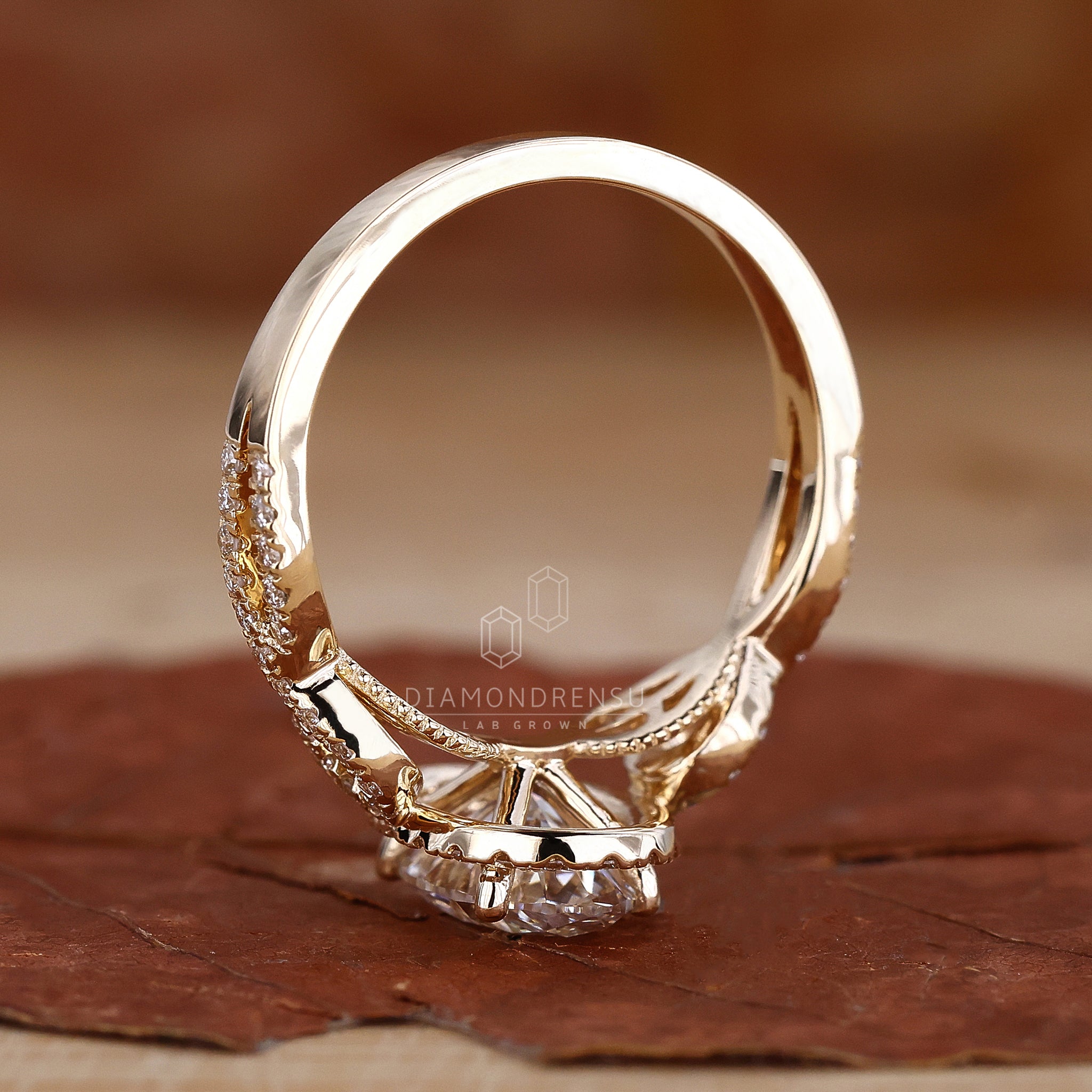 IGI certified oval halo engagement ring.
