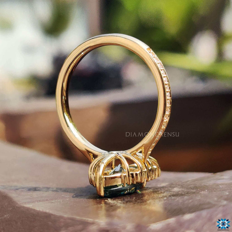 Custom engagement ring with prong setting.
