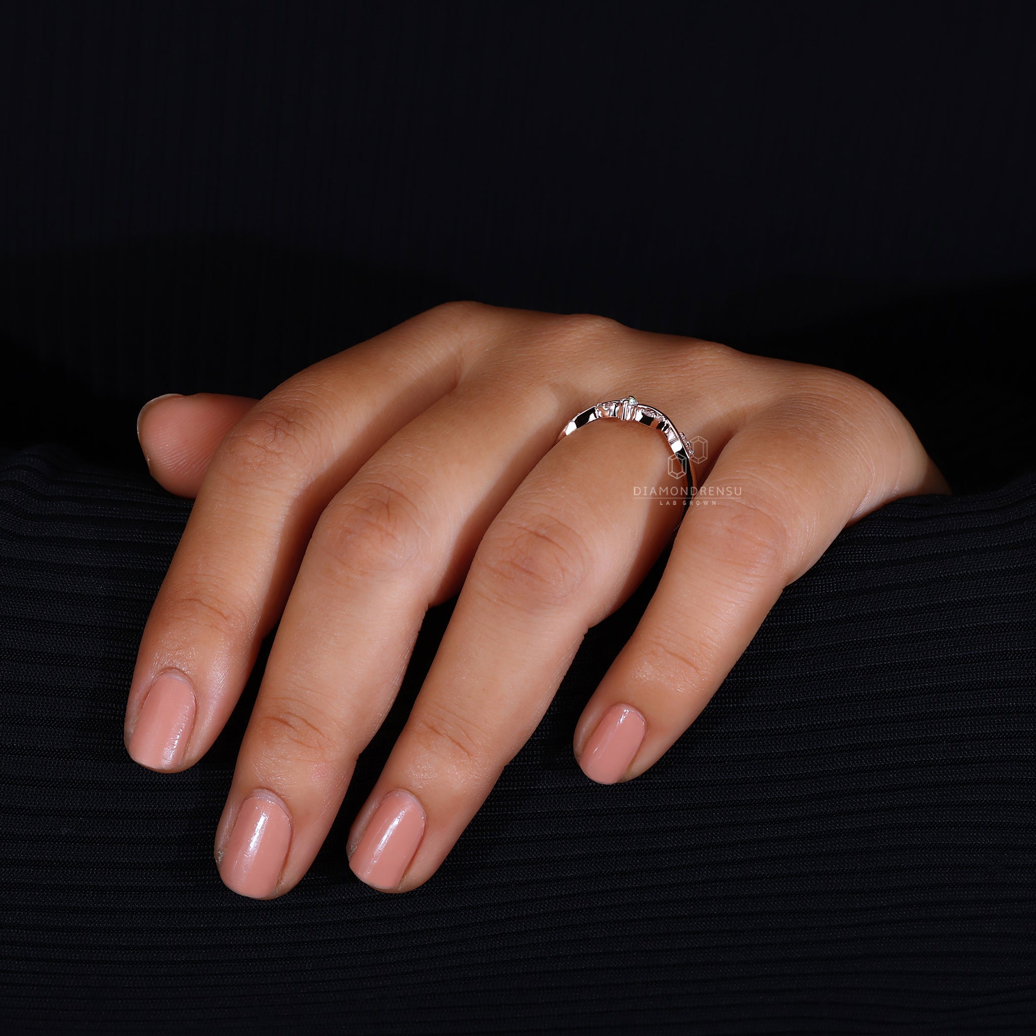Elegant handmade curved wedding band.
