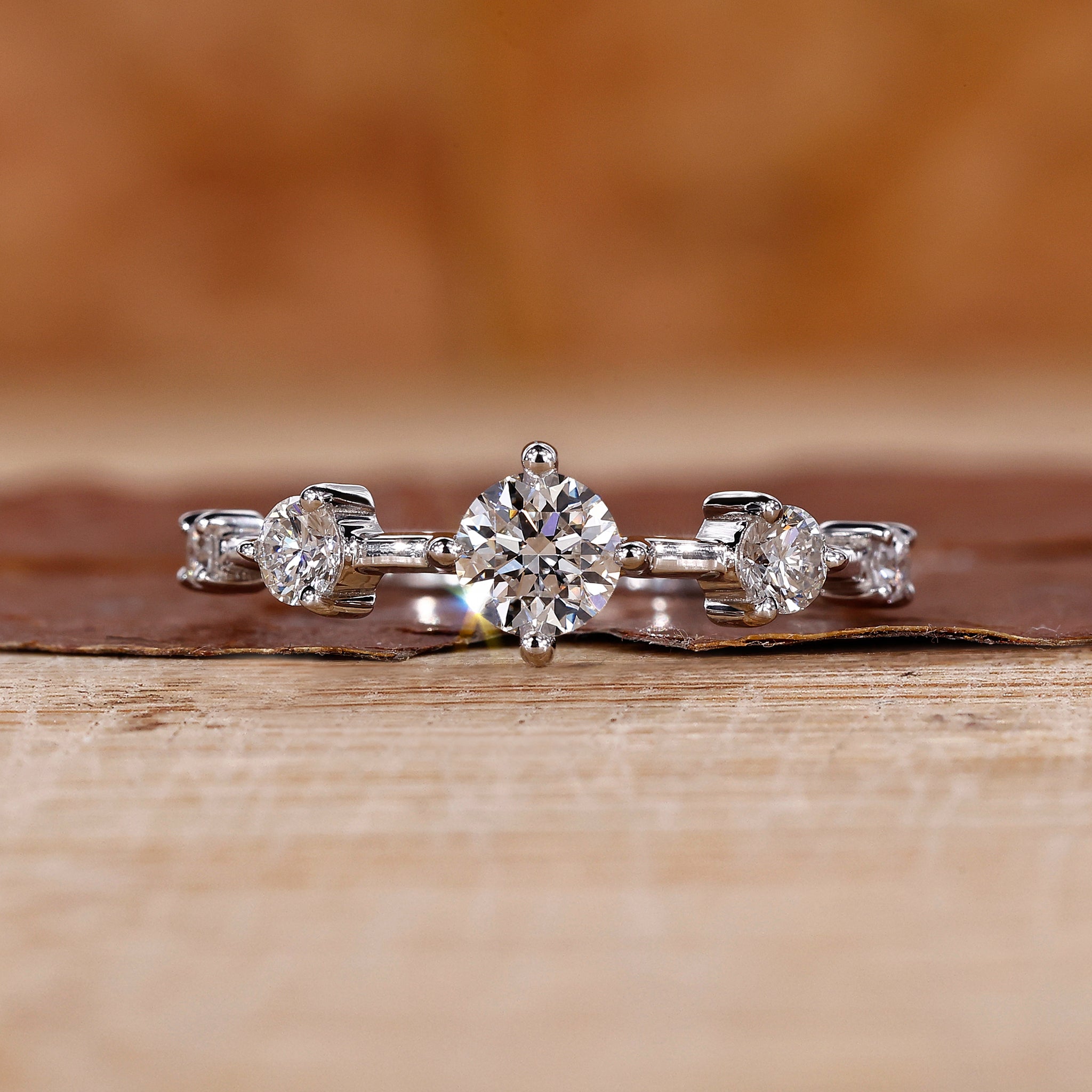 5 Stone Diamond Ring with prong setting.
