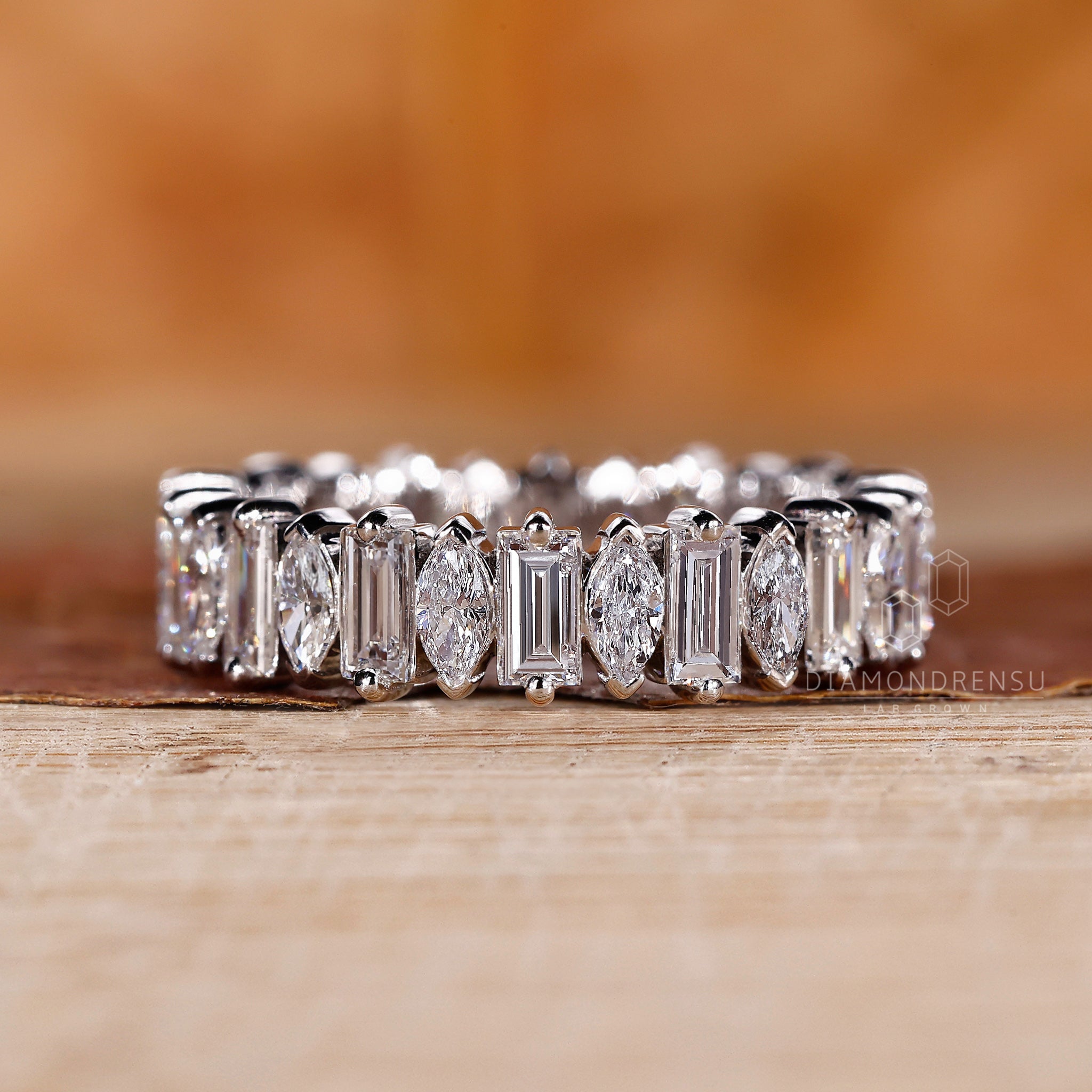 Lab grown marquise and baguette diamond ring.
