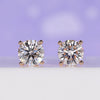 3 carat diamond stud earrings in rose gold.