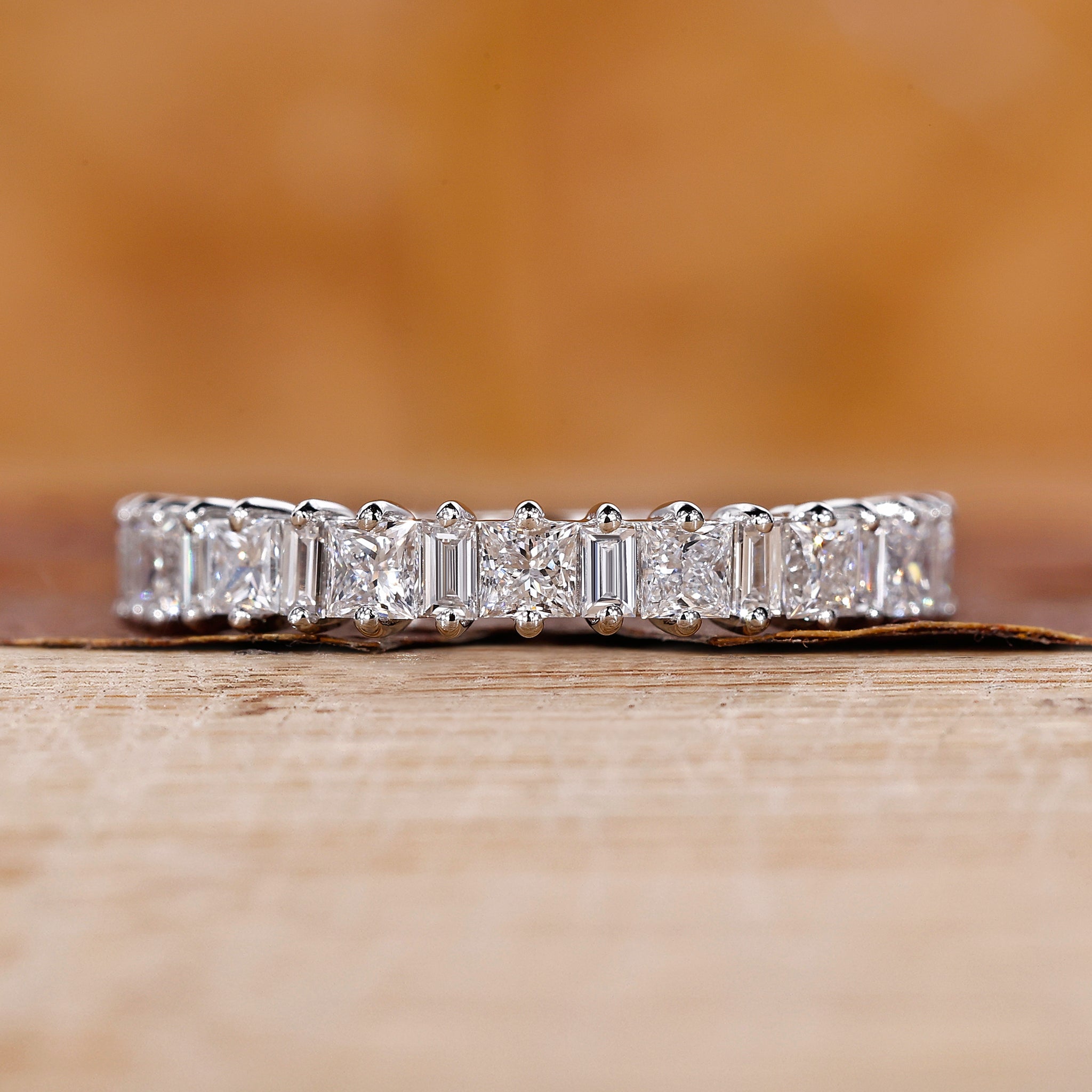 Princess Cut Wedding Band in prong setting
