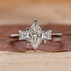 3 stone engagement ring with Dutch marquise diamond ring.

