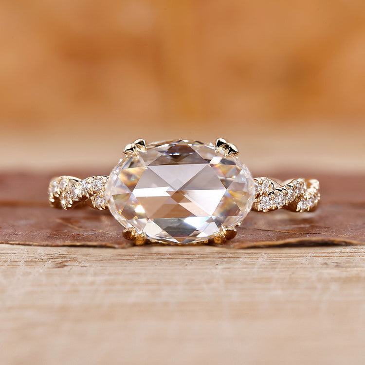 East West Engagement Ring in yellow gold ring
