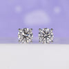 Round diamond stud earrings in white gold.
