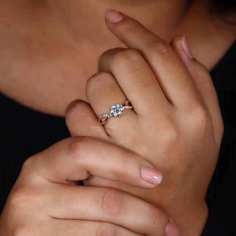 Buy engagement ring with pave twist band.
