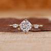 Three stone diamond engagement ring with balanced sparkle.
