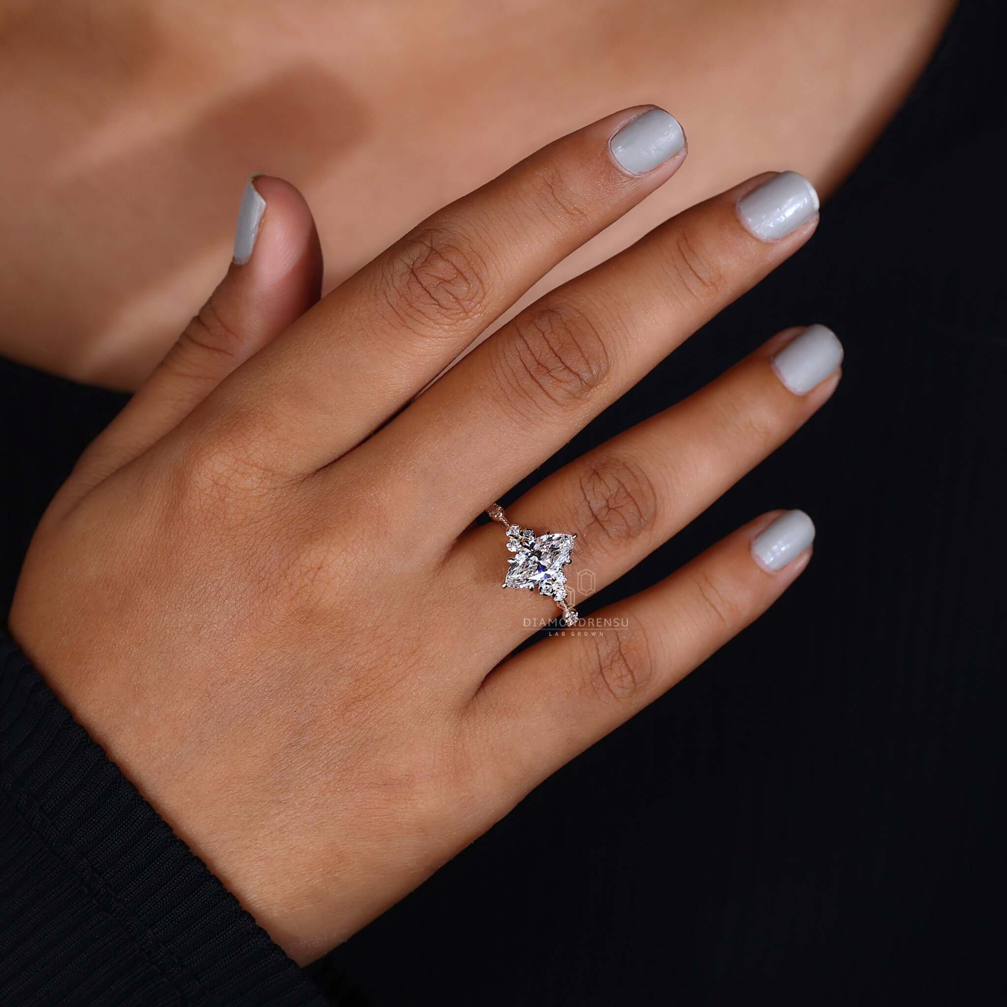 Round cut diamond ring in a brilliant setting for a modern look.