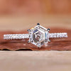 hexagon step cut diamond ring